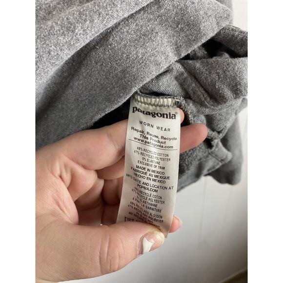 Patagonia Gray Pullover Hoodie with Rainbow Stripe Logo - Picture 3 of 5